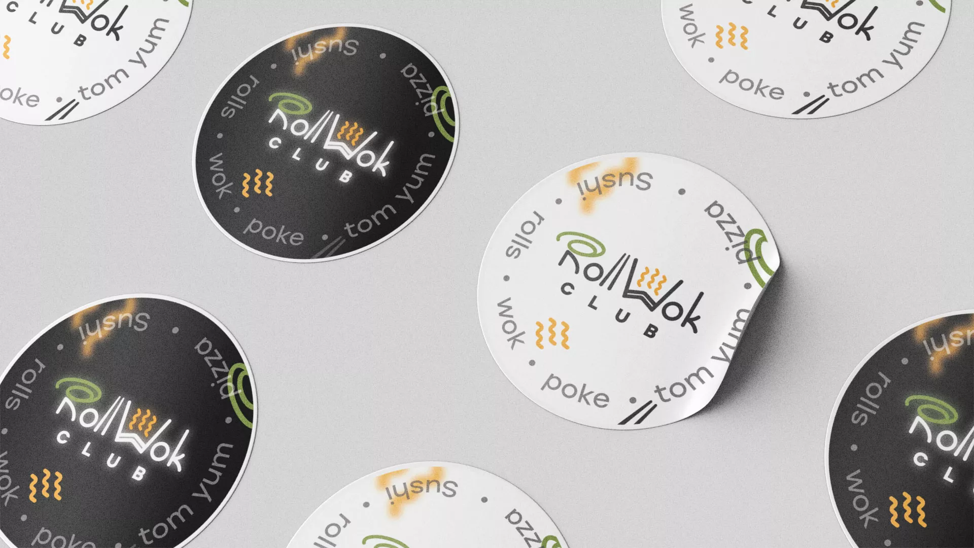 Разработка наклеек для суши-бара «Roll Wok Club» в Лянторе
